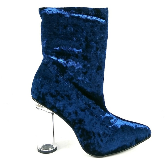 navy blue chunky heel